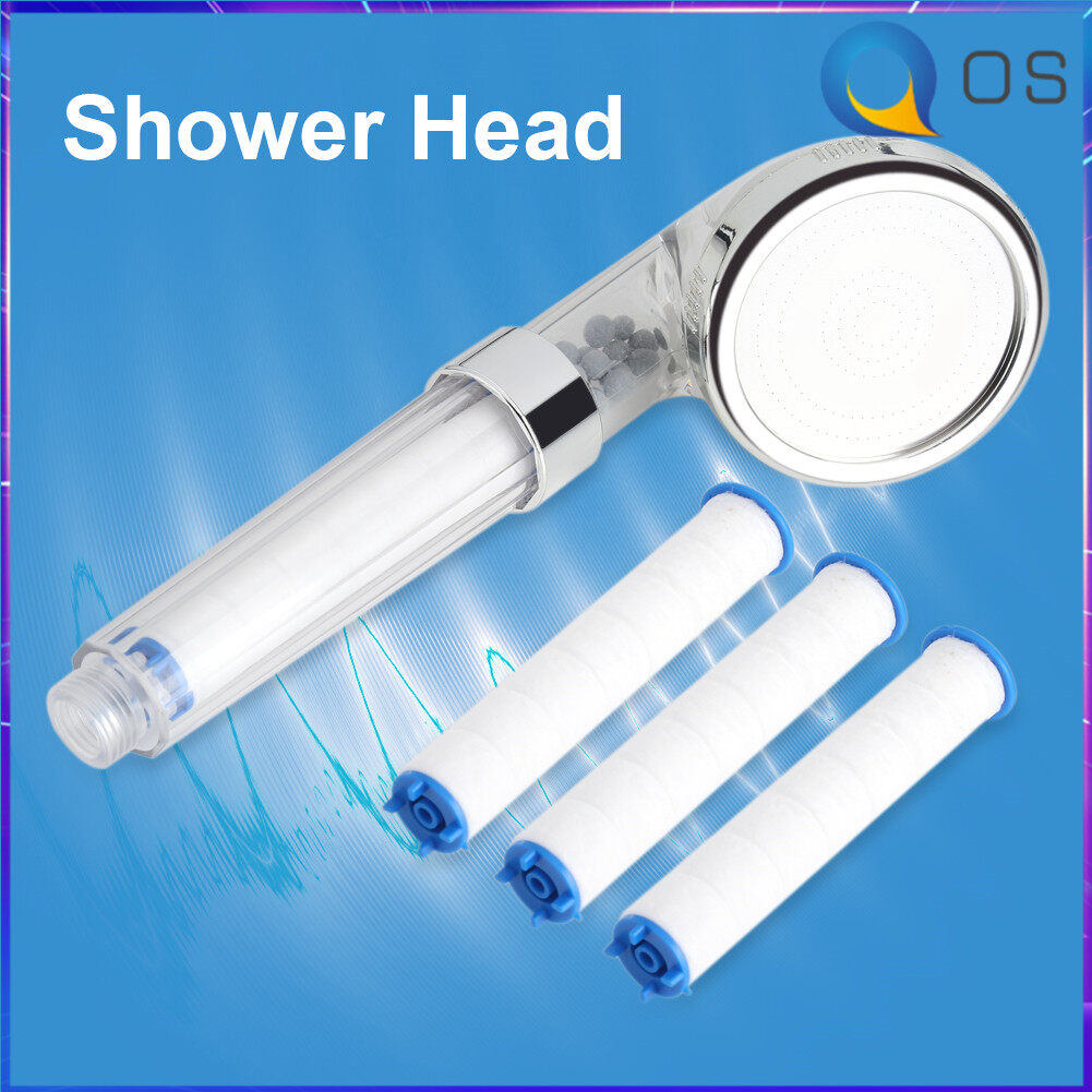 【ราคาถูกคุณภาพดี】【ฝักบัวอาบน้ำ】Home Negative Ions Bathroom Handheld Water Saving Shower Head with 3 Filters JS