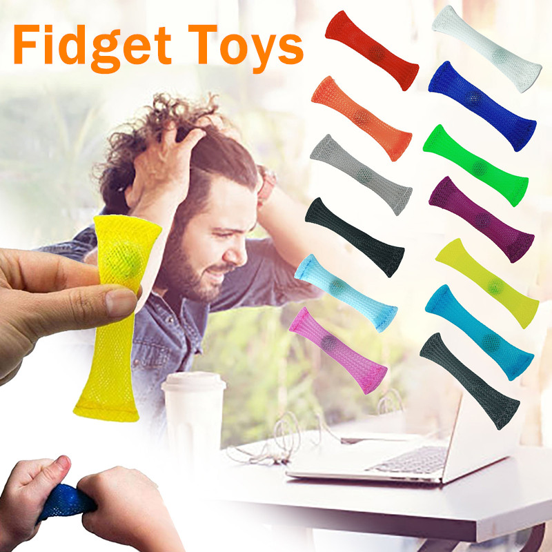 HOT❦◑ NN4 ✨COD✨ของเล่น Sensory Fidget Toys ของเล่นเด็ก สําหรับเล่นคลายเครียด ของเล่นบีบอัด เข็มขัดตาข่ายถัก ของเล่นหินอ่อน
