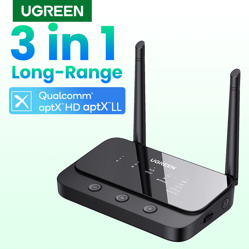 Ugreen 3 in 1 100m long range bluetooth 5 0 audio adapter transmitter