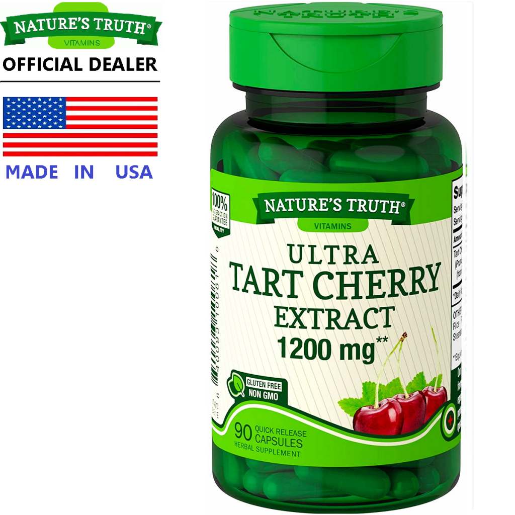 Nature’s Truth Tart Cherry Extract 1,200 mg x 90 เม็ด เนเจอร์ ทรูทร์ เชอร์รี่ทาร์ต เชอร์รี่แดง วิตามินเอ ซี อี เมลาโทนิน ธรรมชาติ / กินร่วมกับ 5htp เอแอลเอ ไบโอติน คอลลาเจน เมล็อองุ่นสกัด กลูต้า ลูติน แซมบูคัส /