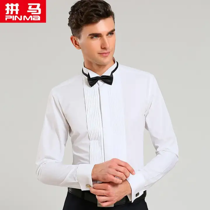 white dress shirt with bow tie