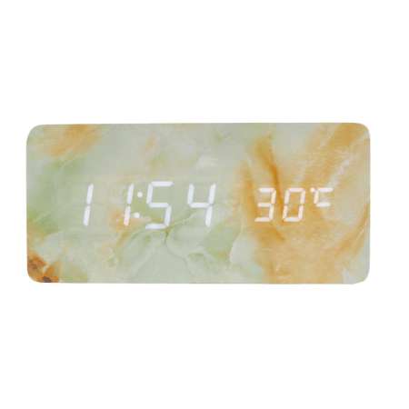 Wooden Clock นาฬิกาดิจิตอล นาฬิกาปลุก นาฬิกาปลุกดิจิตอล นาฬิกาปลุกดิจิตอลตั้งโต๊ะ นาฬิกาตั้งโต๊ะ ลายหินอ่อน [เขียว]