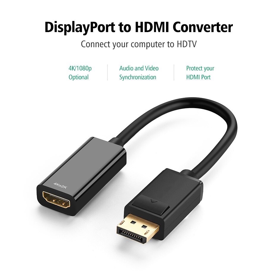 ใหม่ล่าสุด! ของแท้! มีรับประกัน!Display Port DP Male to HDMI 4K*2K Female Converter for HDTV Black