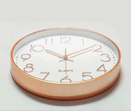 นาฬิกาแขวน นาฬิกาติดผนังทรงกลม ขนาด 12นิ้ว รุ่น193 เข็มเดินเรียบ ไม่มีเสียง รุ่น สีขาว ขอบRoseGold