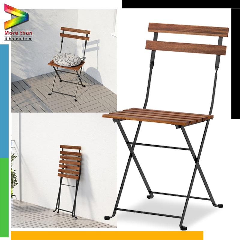 outdoor Chair เก้าอี้ เก้าอี้กลางแจ้ง เก้าอี้สนาม เก้าอี้ไม้ เก้าอี้ไม้แท้ ขนาด 39x40x79 cm (ไม้อะคาเซีย/โครงเหล็ก) รุ่น แทร์นเออ