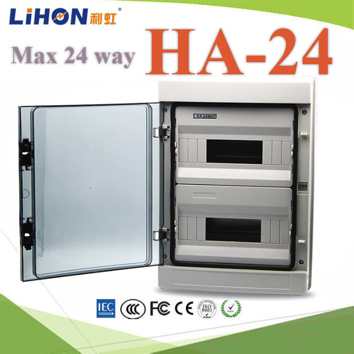 กล่องเบรคเกอร์พลาสติก คุณภาพสูง HA 24 ช่อง แบบกันน้ำ IP65 รุ่น BOX-HA-24