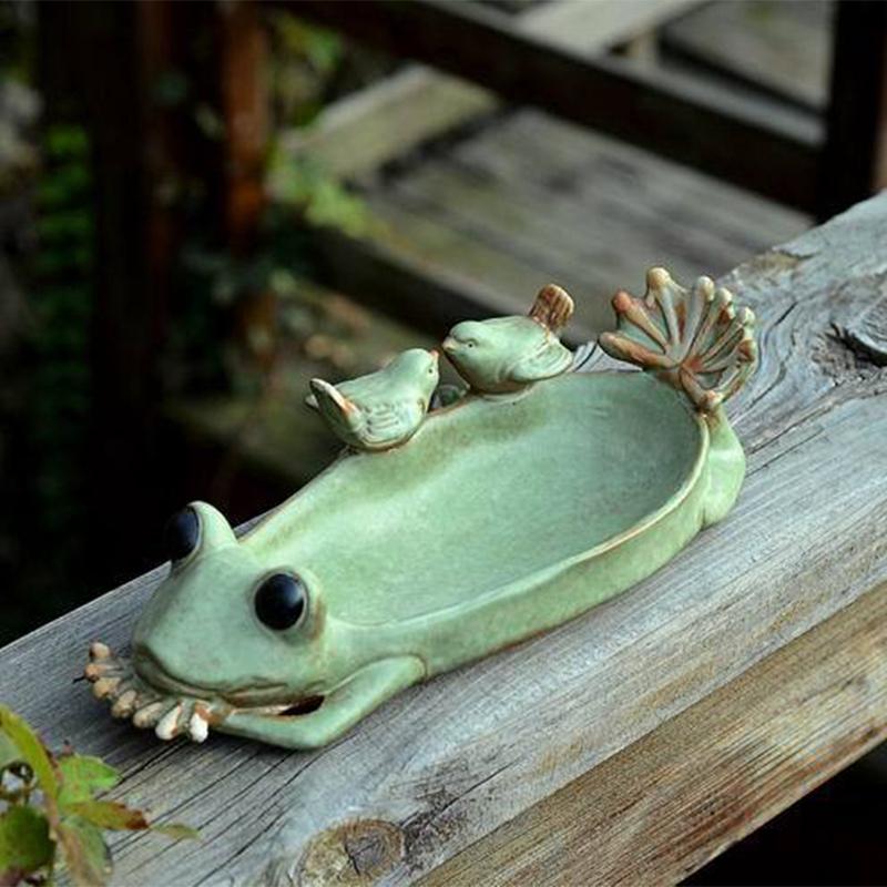 Ceramic Frog Bird Feeder Succulent Planters Flower Pots Containers Ashtray Jewelry Organizer Key Storage Box/Soap Dish Soap Box -Home Outdoor Decoration