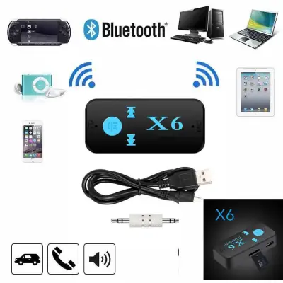 X6 Wireless Bluetooth Receiver 3.5mm Jack AUX Audio Stereo Music MIC Car Adapter