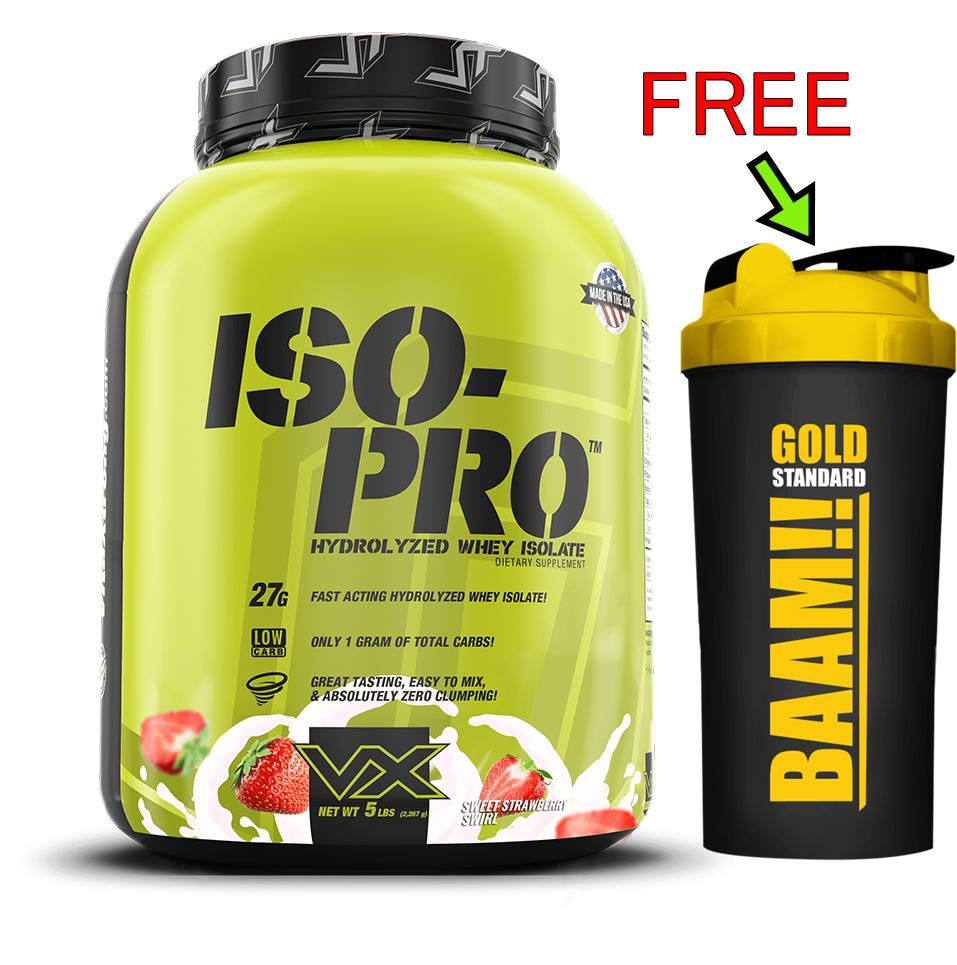 เวย์โปรตีน 100% WHEY ISO-LATE STRAWBERRY สร้างกล้ามเนื้อ ขนาด 5 ปอนด์ รสสตอเบอร์รี่ ฟรีแก้วเชค FREE SHAKER 20 oz