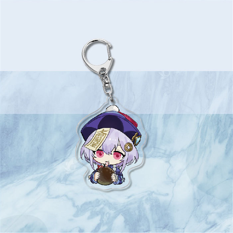 Cute Anime Genshin Impact Keychain Zhongli Chongyun Aether Kawaii ...