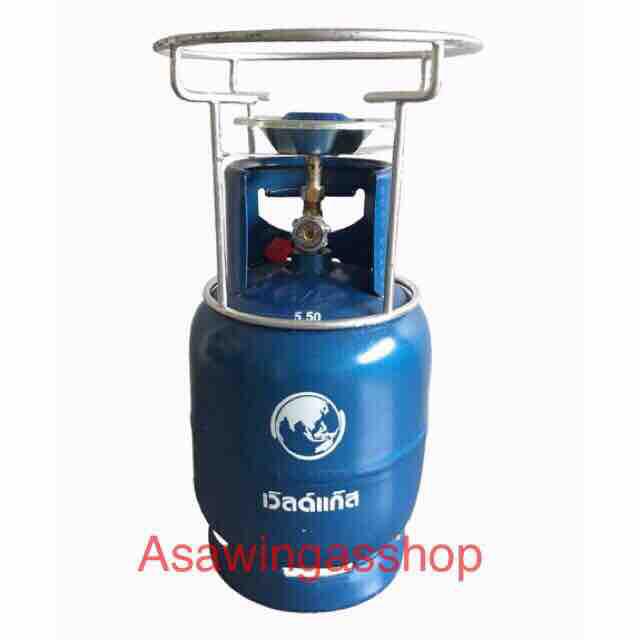 ถีงปิคนิค 4กก. ยี่ห้อเวิลด์แก๊ส พร้อมโครงตั้งเตา ถังใหม่ นำไปเติมแก๊สใช้งานได้เลย