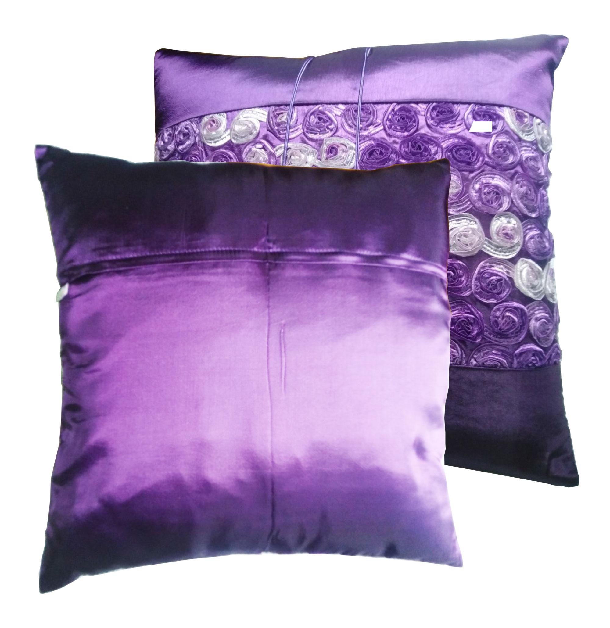 A28 Thai Silk Pillow Covers ปลอกหมอนอิง ไหมไทยลายดอกกุหลาบ 16×16 นิ้ว 1 คู่ Soi14 ThaiPick