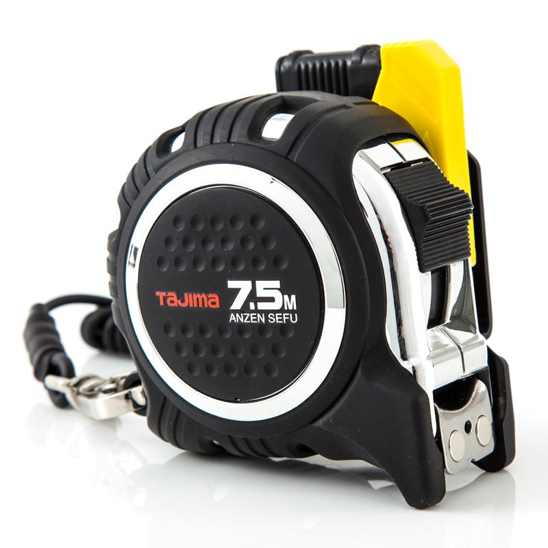 TAJIMA ตลับเมตรสายโลหะ มีหัวเกี่ยวสายเทปเพื่อยึดติดผนัง ANZEN-SEFU Pocket Tape ยาว 7.5 เมตร รุ่น CAZ4M-25-75BZ