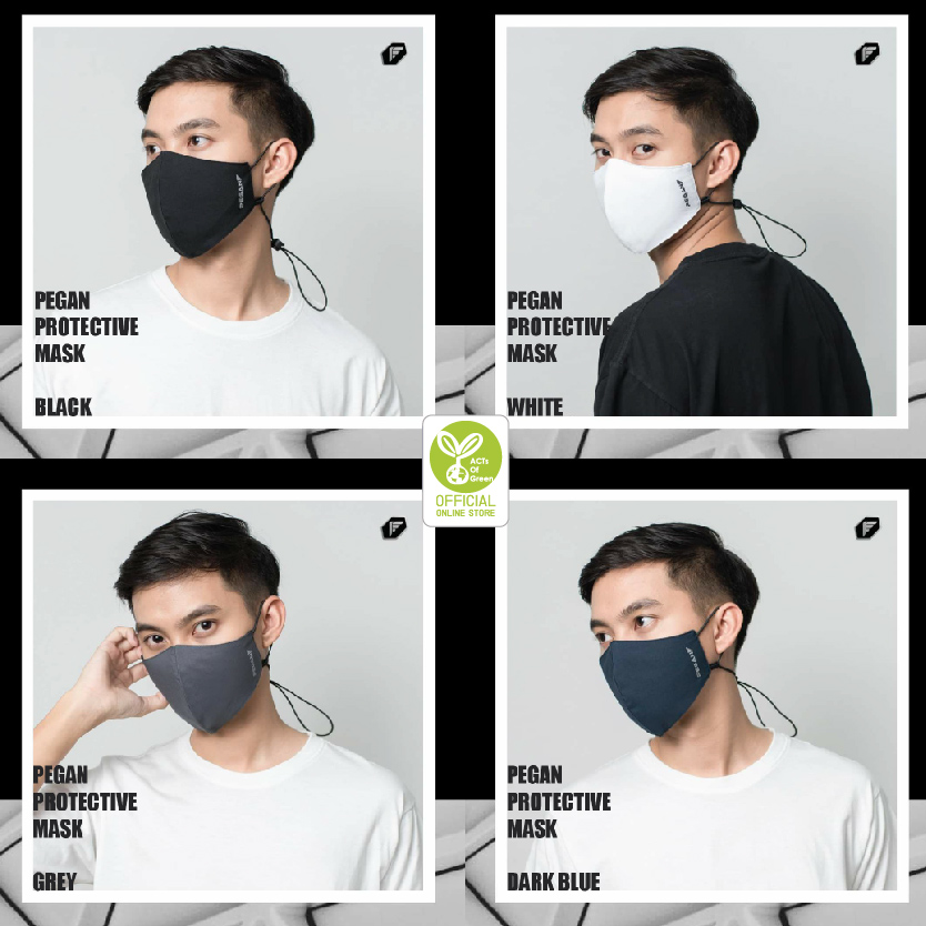 (พร้อมส่ง) PEGAN Mask แมสผ้า หน้ากากผ้า สีดำ สีเทา สีกรมท่า สีขาว หน้ากากผ้าซักได้ รุ่นใหม่ PEGAN Protective Mask (BLACK/DARK BLUE/GRAY/WHITE) ปรับสายได้