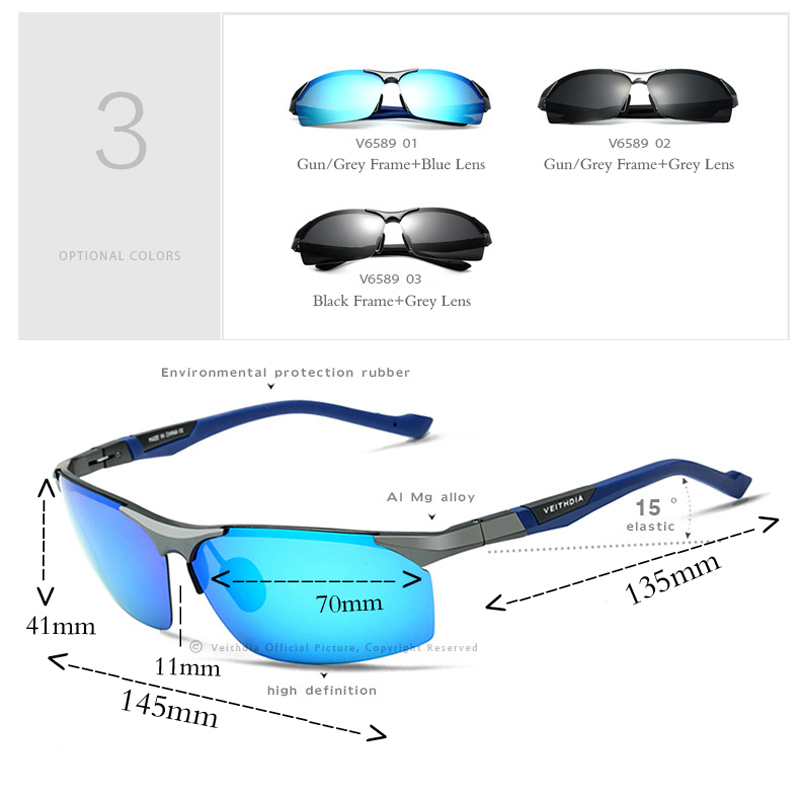 VEITHDIA Aluminum Magnesium Sunglasses Polarized Sports Men Coating Mirror  Driving Sun Glasses oculos Male Eyewear, Wish