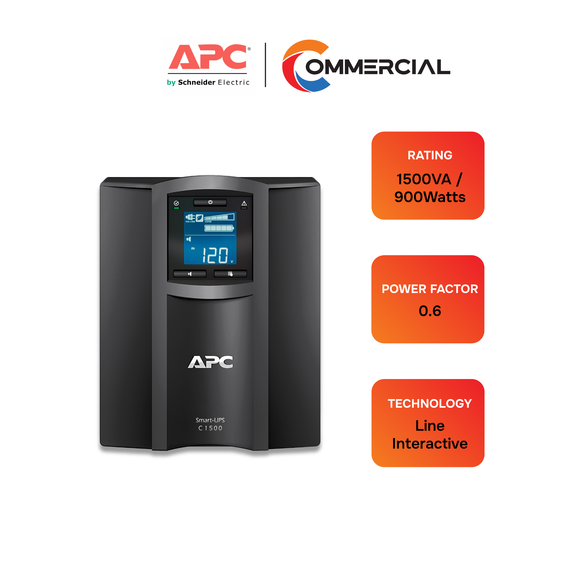 เครื่องสำรองไฟ APC Smart-UPS, Line Interactive, 1000VA, Tower, 230V, 8x ...