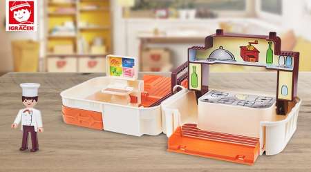 IGRACEK - 22211  พ่อครัวห้องครัว COOK  KITCHEN FOLDING BOX【 MADE IN CZECH 】(ชุดของเล่น playset Not Playmobil)