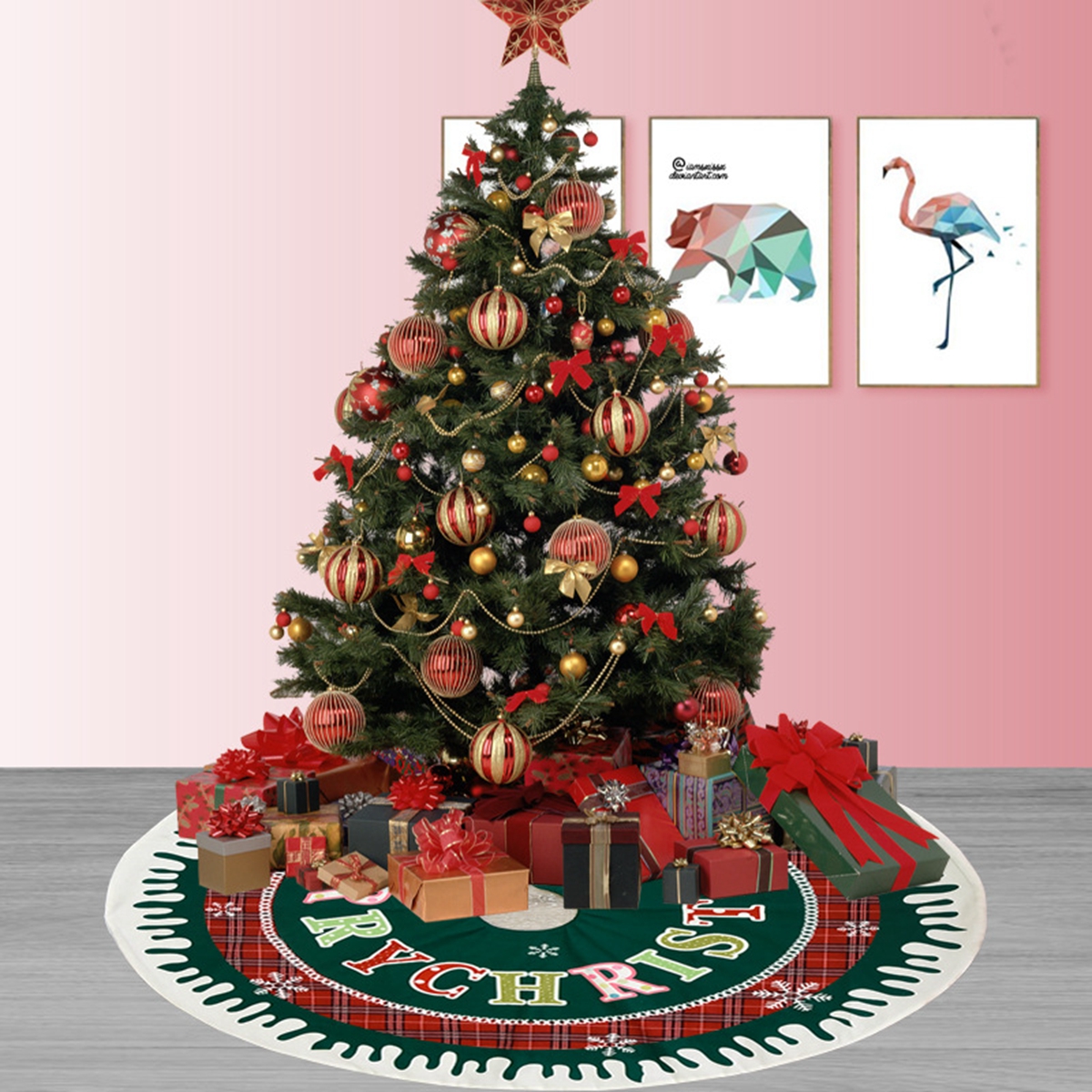 AUDIENC ใหม่ปี Santa Claus พรม Natal ของขวัญบ้านต้นไม้พรมเช็ดเท้ากระโปรงต้นคริสต์มาสผ้าห่ม