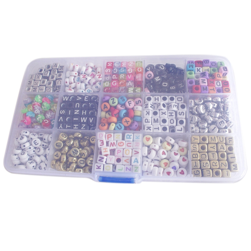 1100 PCS Alphabet Beads Acrylic Letters Beads Jewelry Making Kit DIY Kids Toy Bracelet Necklace Making with Storage Case