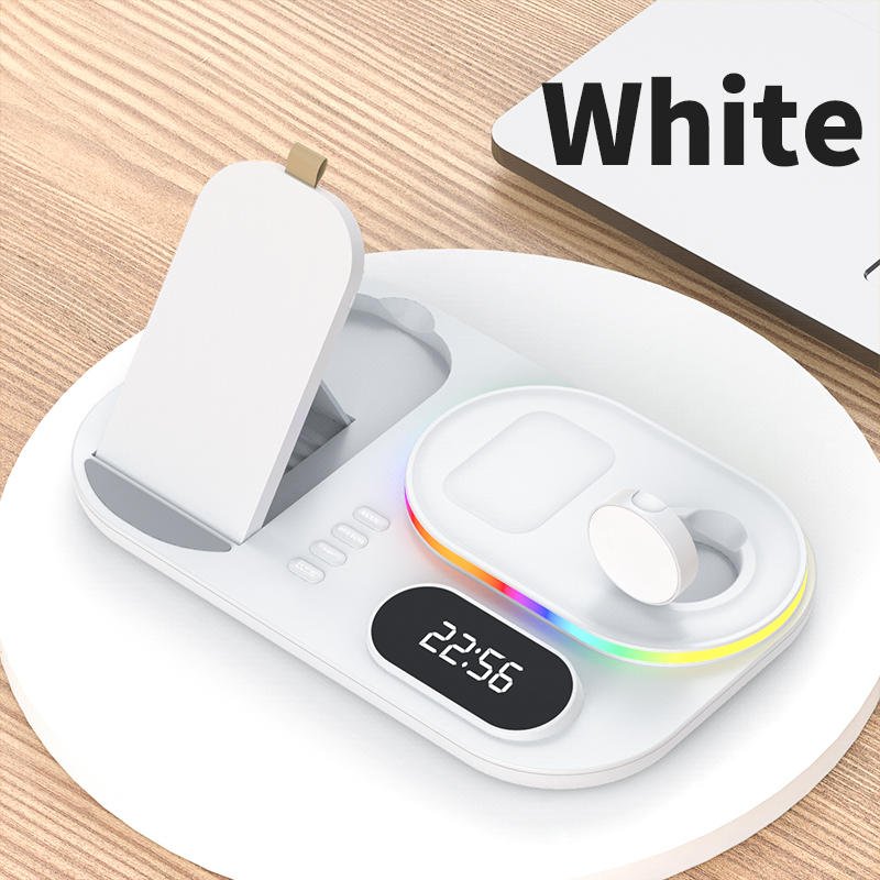แท่นชาร์จไร้สาย A06 4 In 1 RGB LED Wireless Charging Station QI Fast