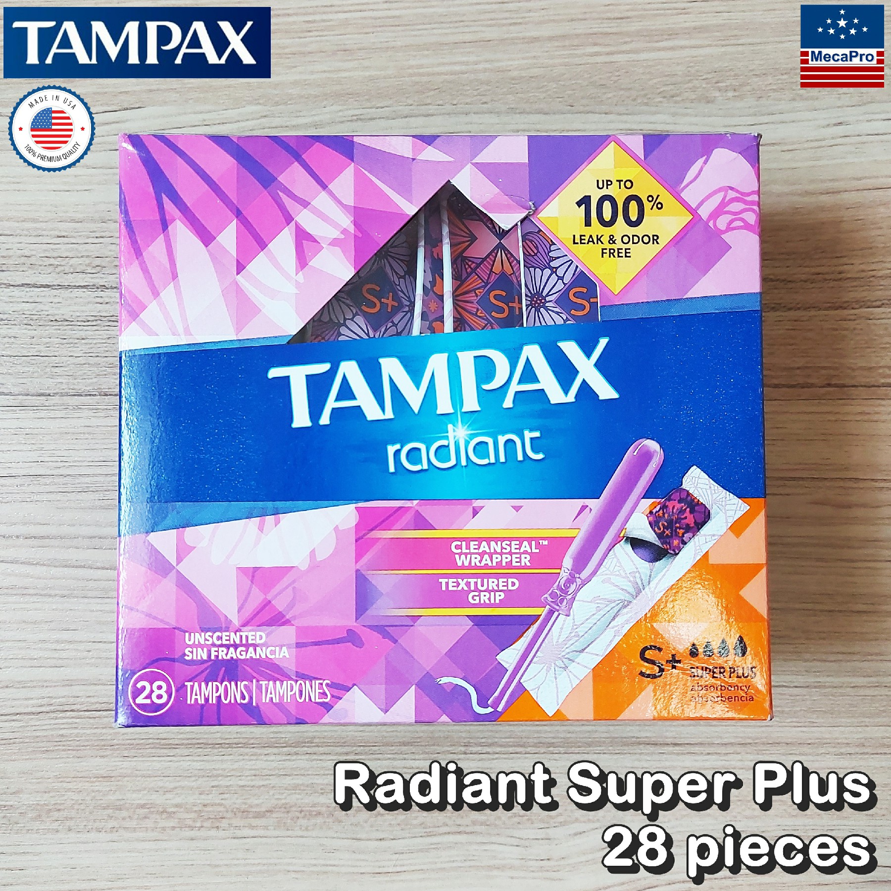 Tampax® Super Plus Absorbency Tampons Unscented 28 pieces ผ้าอนามัยแบบสอด 28 ชิ้น เหมาะกับวันมามาก ไร้กลิ่น