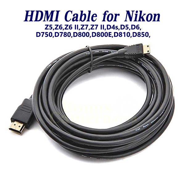 ☽▪☊สาย HDMI ใช้ต่อกล้อง Nikon Z5,Z6,Z6 II,Z7,Z7 II,D750,D780,D800,D810,D850,D4S,D5,D6 เข้ากับ HD TV,Monitor,Projector c