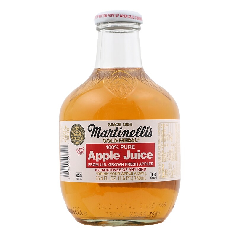 มาร์ติเนลลี น้ำแอปเปิ้ล 100% ขนาด 750 มล. ในรูปแบบพาสเจอร์ไรส์ ไม่มีสารกันบูด Martinellis Apple Juice 750ml.