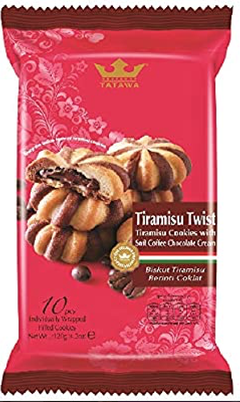 TATAWA Tiramisu Twist 120g (10 pcs) ++ คุกกี้ทิรามิสุรสกาแฟสอดไส้ครีมรสช็อกโกแลต  ตรา ทาทาวา 120g (10 pcs)