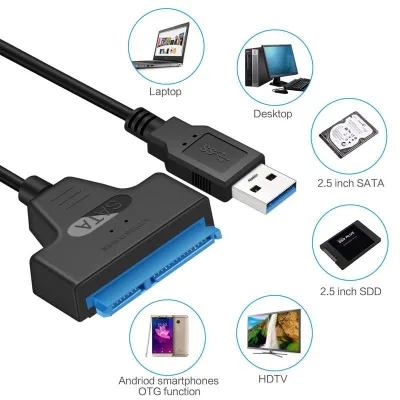[พร้อมส่ง] NEW USB 3.0 SATA III CABLE SATA TO USB ADAPTER UP TO 6 GBPS SUPPORT 2.5 INCHES EXTERNAL SSD HDD HARD DRIVE 22 PIN
