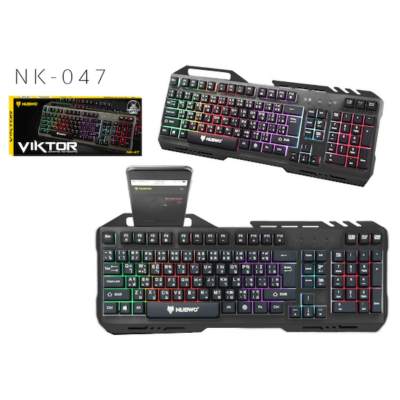 NUBWO NK-47 VIKTOR GAMING KEYBOARD Rubber Dome Switch คีบอร์ดเกมส์มิ่ง มีไฟ มีที่ตั้งมือถือ สีดำ !!! HOT PRICE !!! รับประกันของแท้