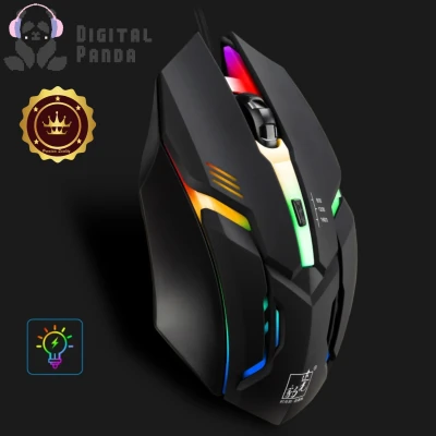 Digital Panda Gaming Mouse Wired,Ergonomic,Wired LED Light 4 Button 1600DPI Optical Usb Ergonomic Pro Gamer Gaming Mouse for Laptop PC Computer Games & Work
