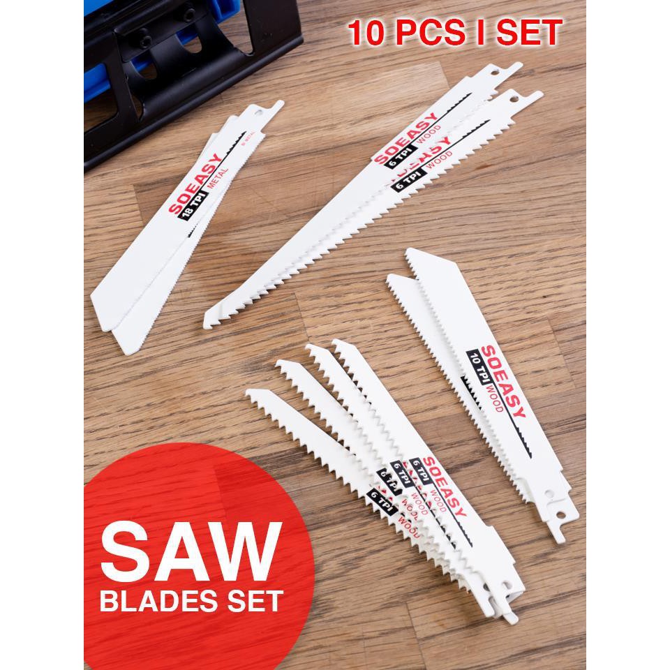 ส่งฟรี ชุดใบเลื่อยเซ็ต 10 ชิ้น ใบเลื่อยตัดเหล็ก 10 pcs Replacement Saw Blades Set เก็บเงินปลายทาง