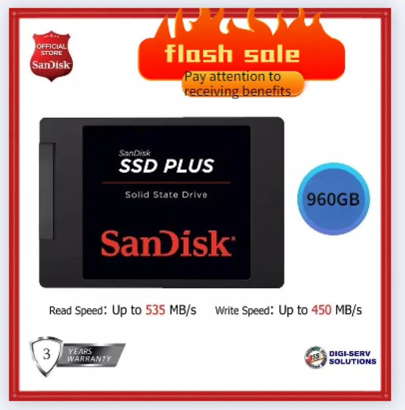 ภาพสินค้าSanDisk SSD PLUS 3D NAND 2.5" SATA Solid State Drive Max. 560MB/s ((120G/240G/480G/960G) เหมาะสำหรับโน๊ตบุ๊คและเดสก์ท็อป1-3 วัน รับประกัน 3 ปี จากร้าน Woof บน Lazada ภาพที่ 2