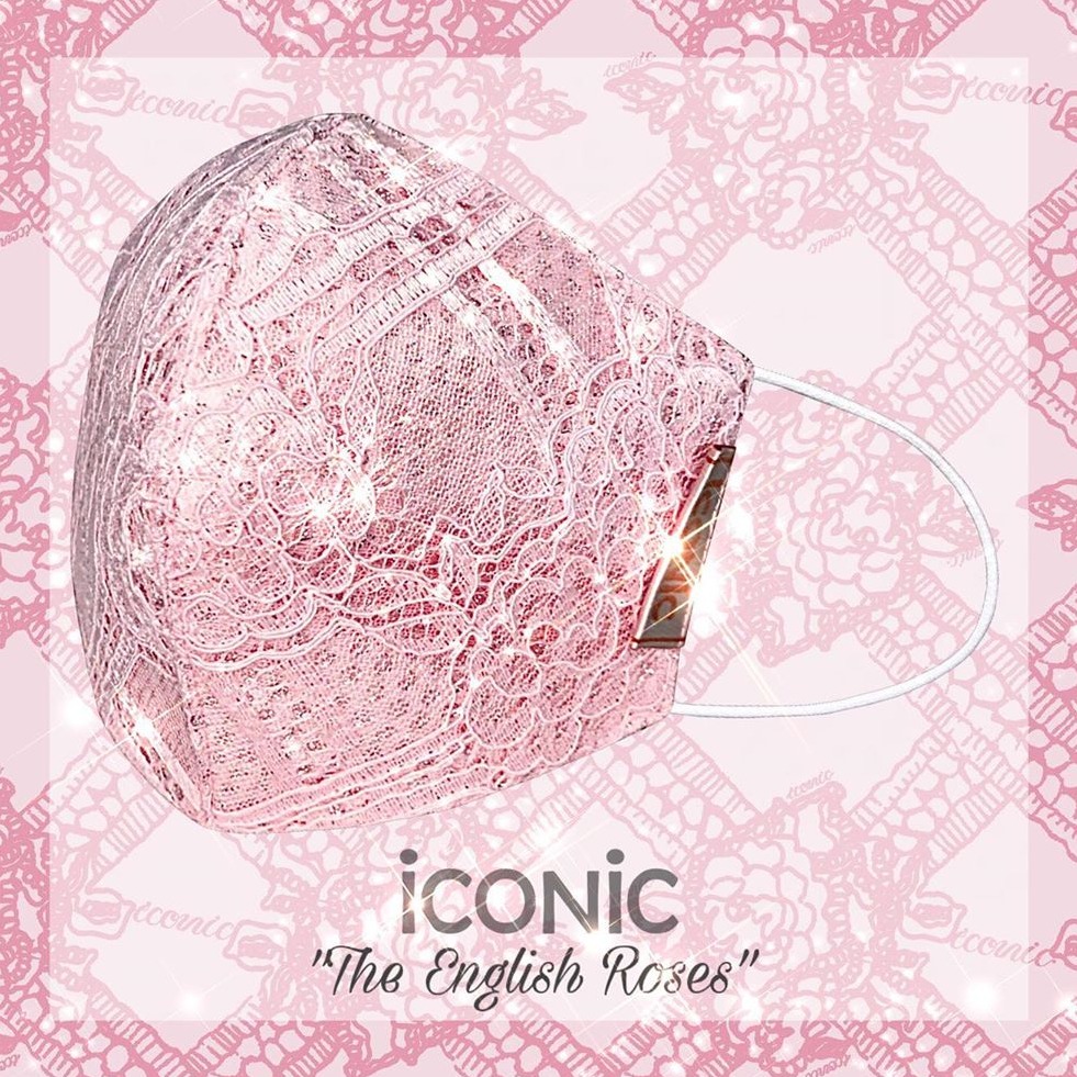 iCONiC -  The English Roses Sparkling Mask - หน้ากากผ้า วิบวับ รุ่นใหม่ ที่แสนโรแมนติกและ หรูหรา ด้วย ลายปัก ผ้าลูกไม้ สไตล์อังกฤษ