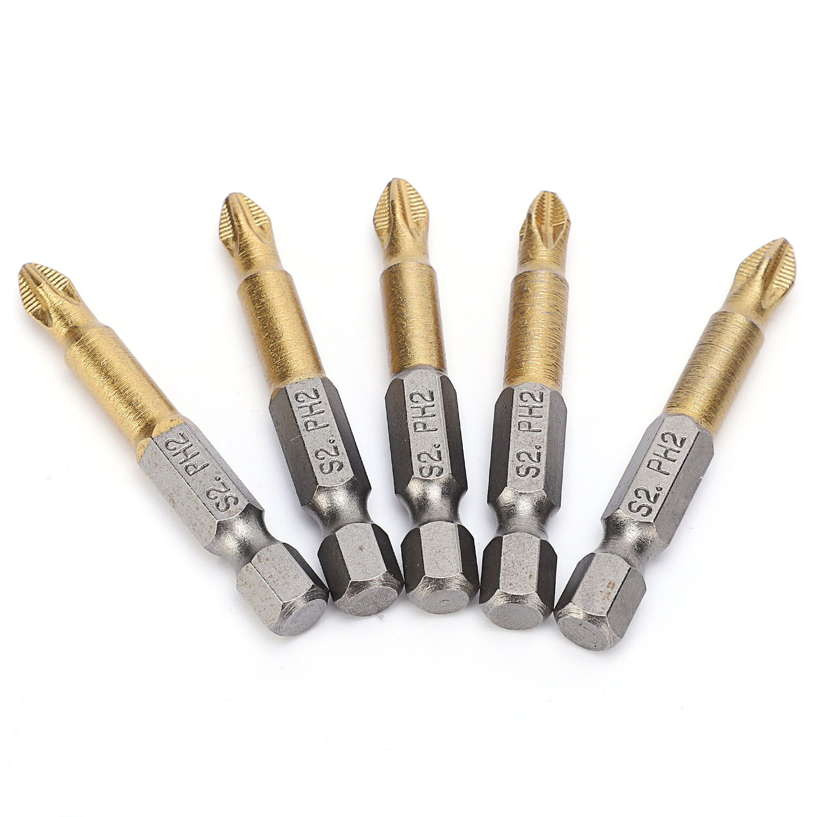 5pcs 50mm PH2 Head Screwdriver Bits Set Anti-skid 1/4 Inch Hex Shank