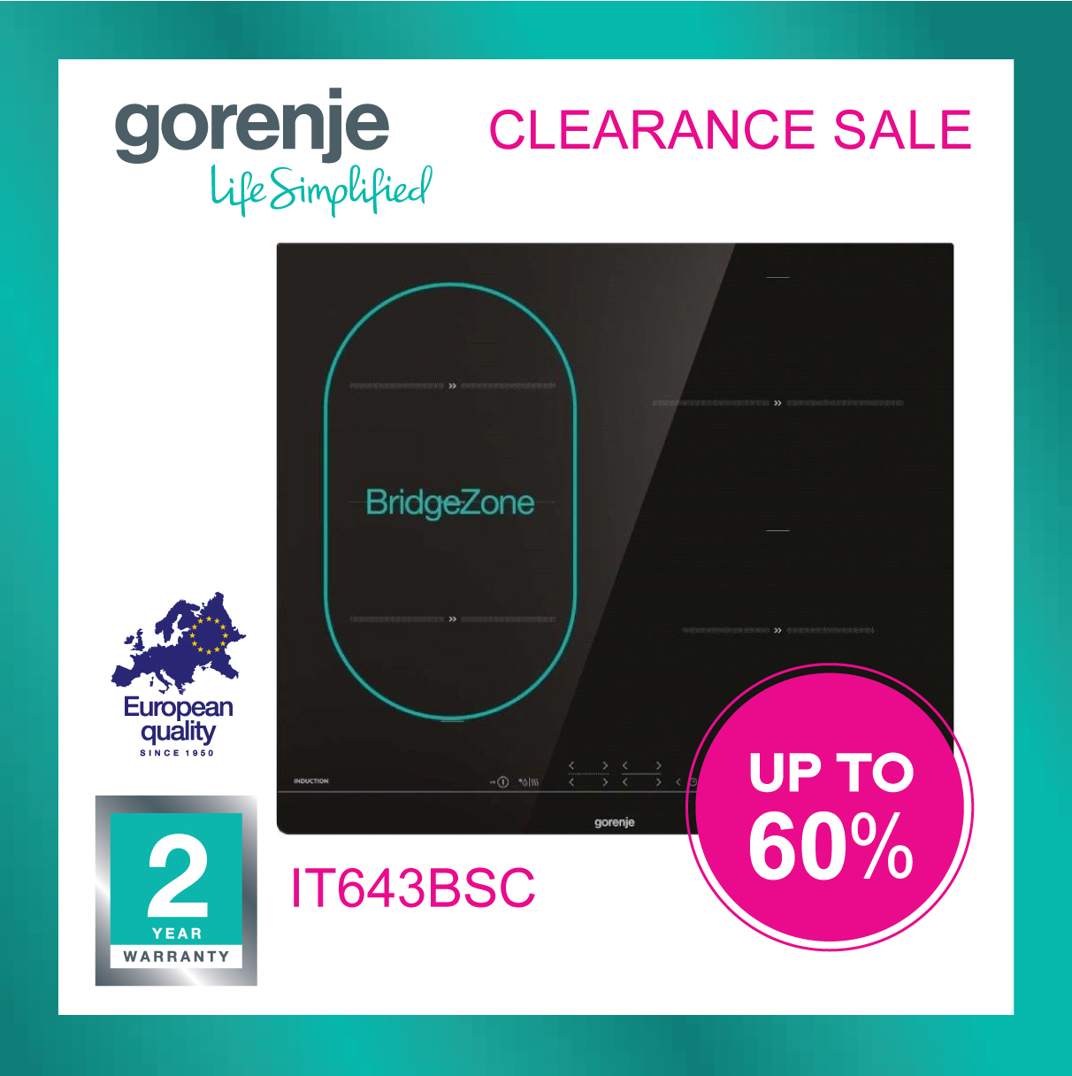 Induction hob เตาไฟฟ้า อินดักชั่น แบบติดตั้งฝัง Gorenje ขนาด 60 ซม.