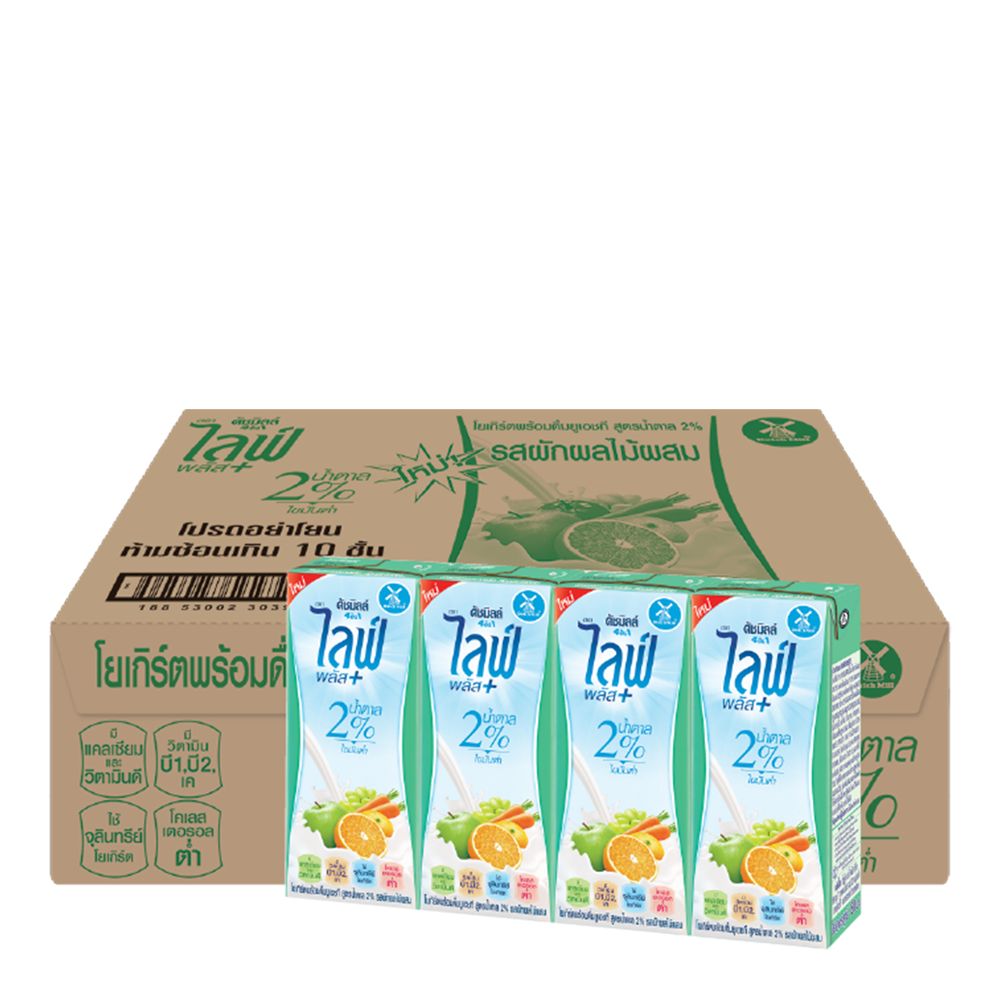 ดัชมิลล์ ไลท์พลัส นมเปรี้ยว รสผักผลไม้รวม 180 มล. x48 กล่อง/Dutchmill Light Plus Yoghurt Mixed Fruit Flavored 180ml x48 boxes