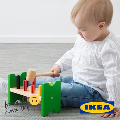 IKEA อิเกีย MULA มูล่า ของเล่นค้อนตอกแท่งไม้ ของเล่นไม้ ของเล่นเสริมทักษะการเรียนรู้ ของเล่นเสริมพัฒนาการToy hammering block, multicolour