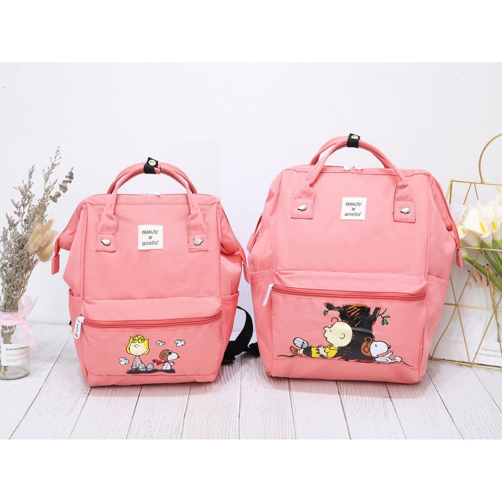New anello x PEANUTS กระเป๋าเป้แฟชั่น สนูปี้ พร้อมส่ง ใส่ของได้เยอะ ผ้า