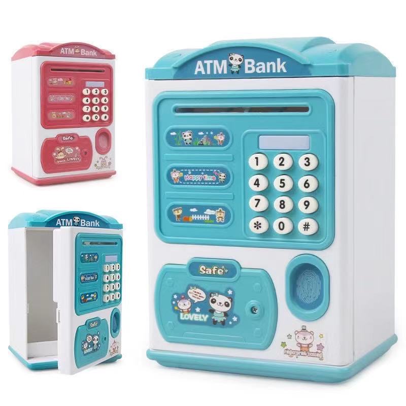 ออมสิน ATM ดูดแบงค์อัตโนมัต กระปุกออมสินตู้เซฟ มีรหัสสามารถสแกนลายนิ้วมือ มีเสียงเพลง