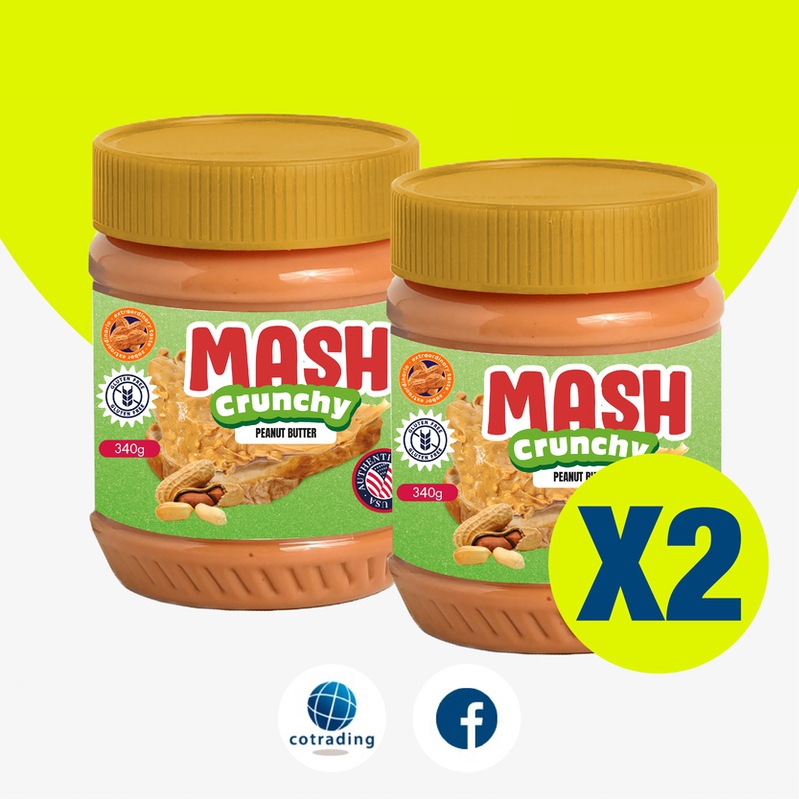 Mash Crunchy Peanut Butter  (เนยถั่วลิสง ทาขนมปัง ชนิดบดหยาบ) 340g pack x 2