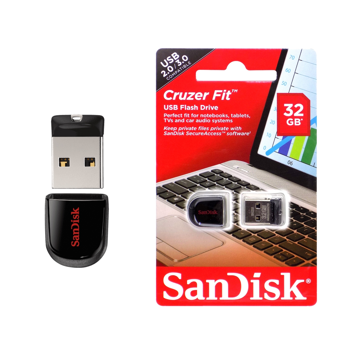 #dennise mall แฟลชไดร์ฟ Sandisk รุ่น Cruzer Fit USB Flash Drive 32/64/128GB USB 2.0/3.0 COMPATIBLE (พร้อมส่ง)