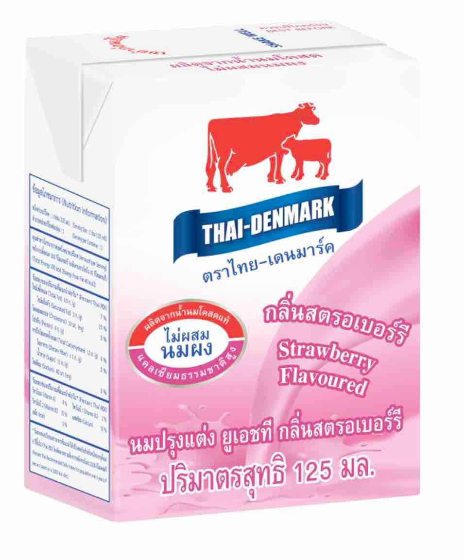 นมไทยเดนมาร์ค รสสตอเบอรี่ ขนาด 125 ml ยกลัง 48 กล่อง