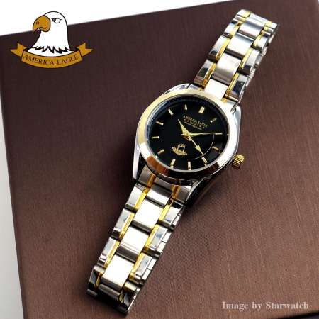 AMERICA EAGLE นาฬิกาข้อมือผู้หญิง สายสแตนเลส รุ่น AE024L - SilverGold/Black