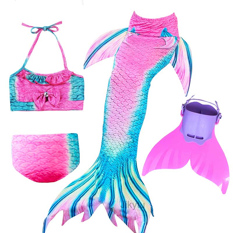 ชุดว่ายน้ำเด็กผู้หญิง Spark Mermaid Tail 4 ชิ้นพร้อม Monofin สำหรับเด็ก 100-155 ซม สามารถใช้เป็นชุดปาร์ตี้วันเกิดหรือของขวัญคริสต์มาส Flipper สระว่ายน้ำเครื่องแต่งกายชุดเจ้าหญิง ราคาถูก สี สีชมพู สี สีชมพูไซส์ 8 ปี