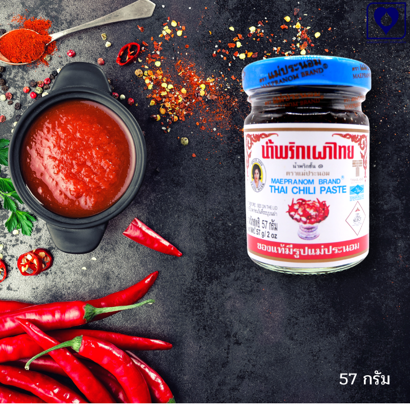 น้ำพริกเผา MAEPRANOM Brand Thai Chili Paste น้ำพริกเผาไทย ตรา แม่ประนอม