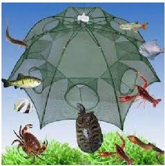 กระชังดักกุ้ง ดักปลา ขนาด 8 ช่อง Nylon Folding Fishing Net