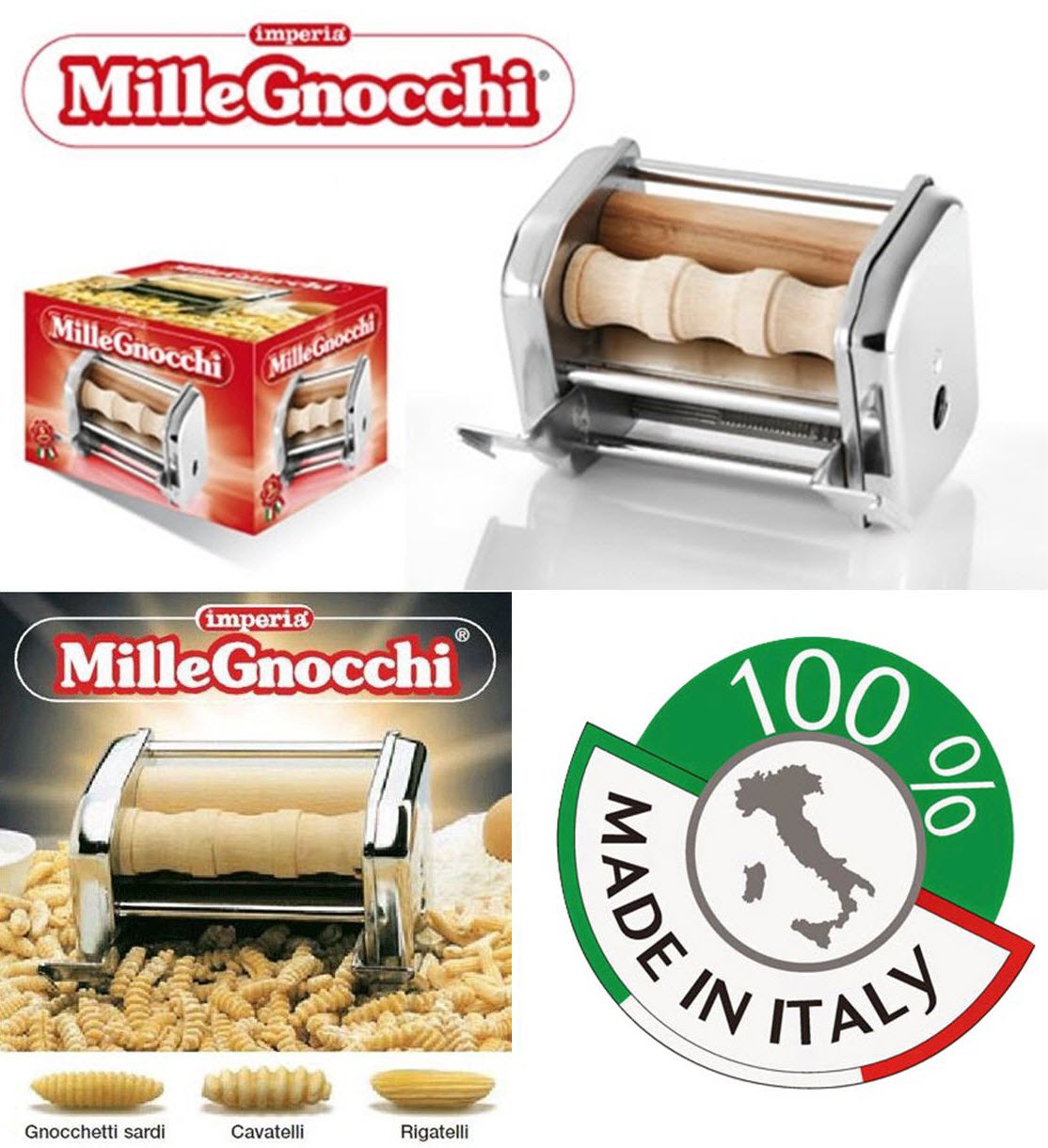 IMPERIA Mille Gnocchi Attachment for Pasta machine อุปกรณ์ทำแป้งต้ม เกี๊ยว gnocchi, dumplings รุ่น 450 Pasta Maker สแตนเลสเหล็กกล้าไร้สนิมชุบโครเมียม