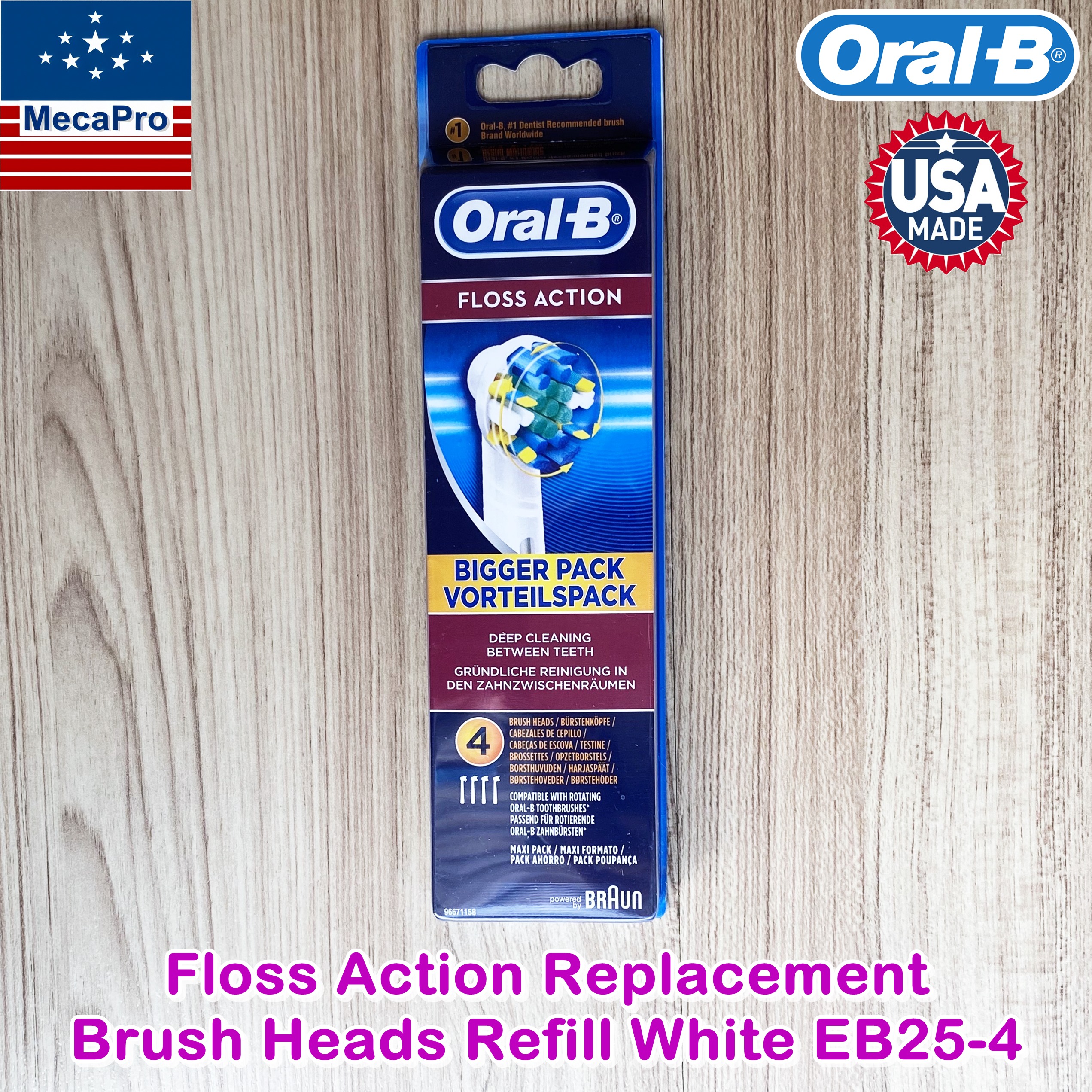 Oral-B® Floss Action Replacement Brush Heads Refill สีขาว 4 ชิ้น/แพ็ค White รุ่น EB25-4 หัวแปรงสีฟันไฟฟ้าออรัลบี