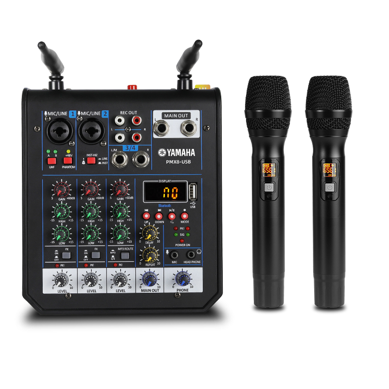 YAMAHA PMX8USB AUDIO MIXER เครื่องผสมเสียง 4ช่อง ไมโครโฟนไร้สาย Dual